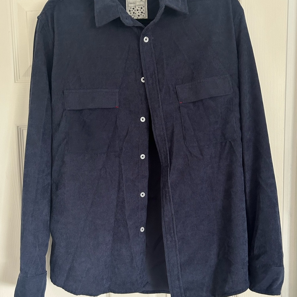 Christian Stephanus Navy Corduroy Button Up Size XL